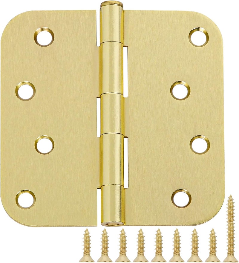 TDCHINGES 12 Pack 4"x 4 Inch Door Hinges Brass Hardware Gold Exterior Door Hinge 8 Holes 5/8" Heavy Duty Iron Animal Shed Coop Storage Gate Basement Bedroom Office Hotel Door Hinges For Doors Bisagra de puerta - Image 1
